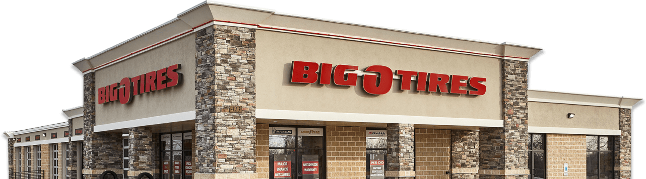 Big O Tire Franchise upper view with Signage
