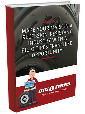 Promotional brochure for big o tire and auto repair franchise opportunities.