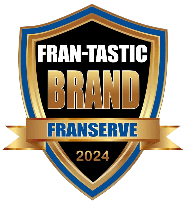 Fran-Tastic Brand Franserve 2024 logo with shield design and ribbon.